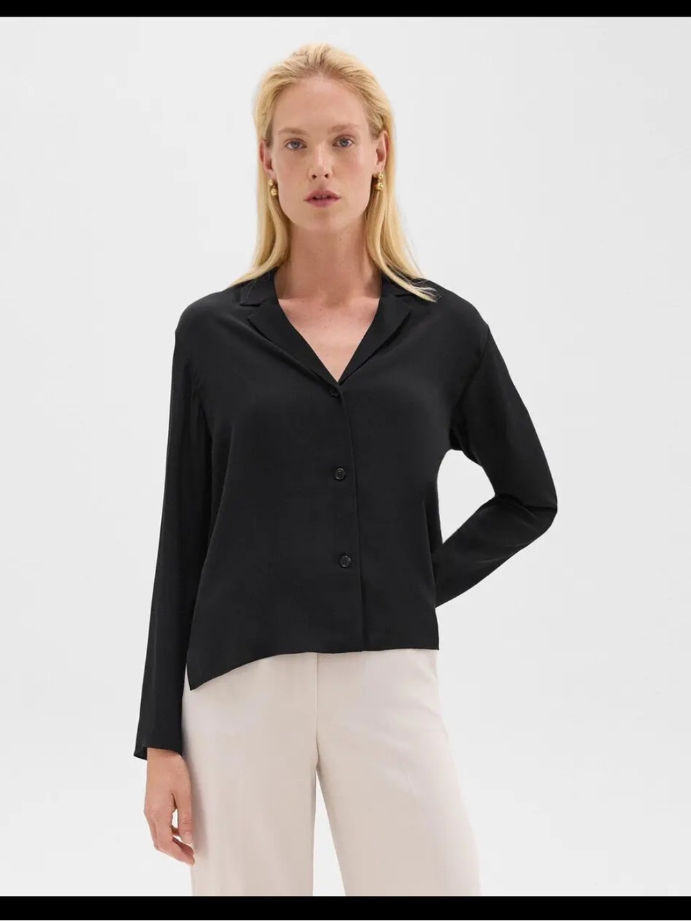 Theory 100% Silk Modern GGT Georgette Notched Lapel Blouse NWT Size S Blazer